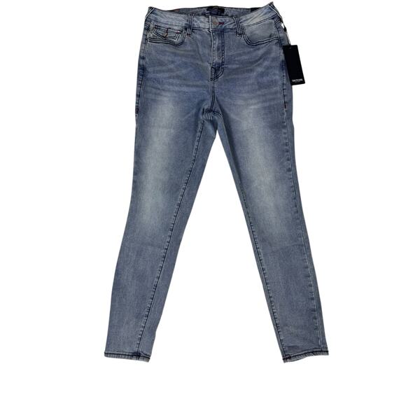 NWT True Religion Jeans Women Halle Light Wash High Rise Super Skinny 28 Flap - Picture 1 of 8